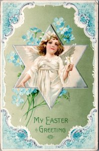 Postcard My Easter Greeting - child angel in star