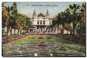 Postcard Old Casino in Monte Carlo and Gardens