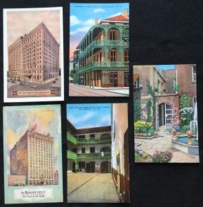 5 Postcard 4 Linen 4 Unused Hotels & Architecture New Orleans LA LB