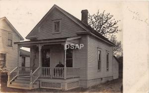 A81/ Liberty Center Ohio Postcard Real Photo RPPC 1908 Home Porch Man