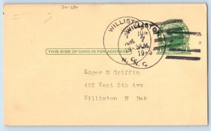 DPO Williston North Carolina NC Postcard Edgar M Griffin Williston ND 1943