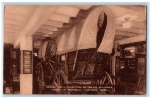 1940 Oregon Trail Conestoga Prairie Schooner House Yesterday Hastings Postcard