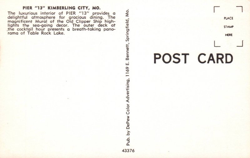 Pier 13 Restaurant,Kimberling City,MO BIN