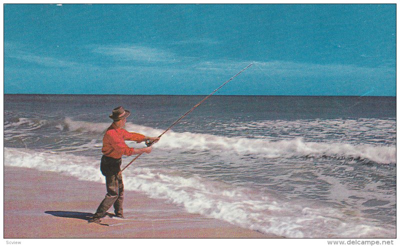 Man Fishing From Beach, Southampton, Ontario, Canada, 40-60's