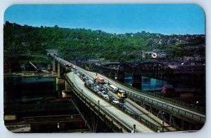 1960 Pittsburgh Pennsylvania Postcard Liberty Bridge Liberty Tubes Highway Road