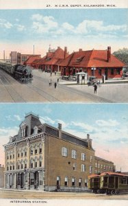 J82/ Kalamazoo Michigan Postcard c1910 MC Railroad Depot Interurban 163