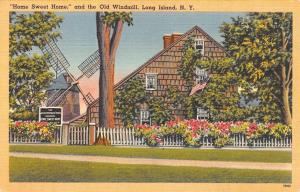 LONG ISLAND, NY  New York   HOME SWEET HOME & The Old Windmill   1953 Postcard
