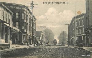 1908 PLEASANTVILLE, PA State Street Trolley HC Zeamer postcard 4059