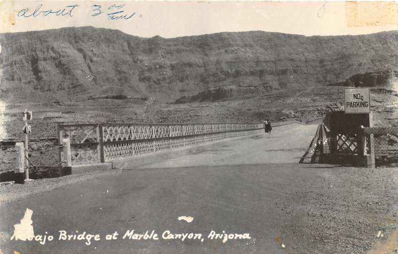F50/ Marble Canyon Arizona RPPC Postcard c1950s Navajo Bridge