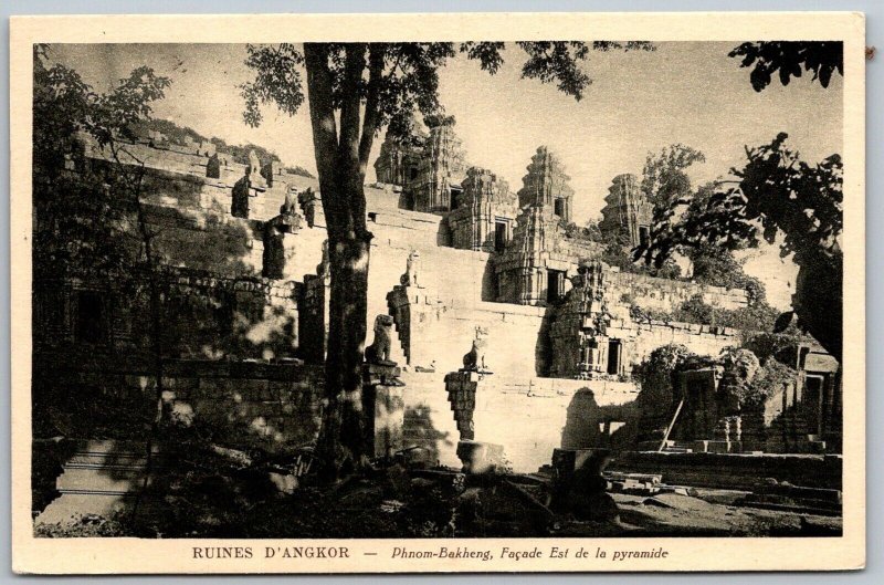 Angkor Wat Cambodia Indochina 1925 Postcard Ruins Phnom-Bakheng Posted Saigon
