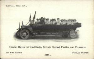 Early Limousine Car Auto For Rent Weddings Funerals etc Advertising Postcard