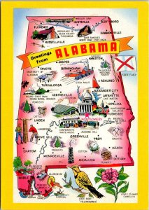 Alabama Greetings From The Cotton Sate With Map