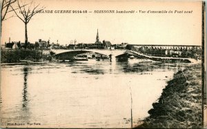 1919 Soissons France Overview of Pontneut Bridge Ruins After Bombing