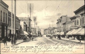 Janesville Wisconsin WI Milwaukee Street Scene c1910 Vintage Postcard
