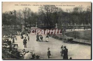 Paris Postcard Old Luxembourg Gardens Corner nannies