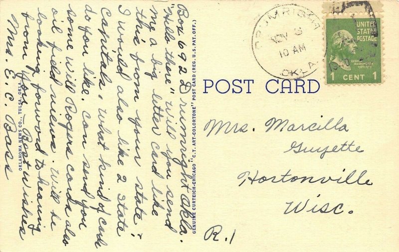 OKLAHOMA 1940 LARGE LETTER Greetings Postcard