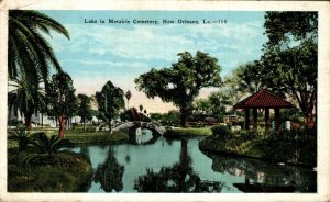 USA Lake in Metairie Cemetery New Orleans Vintage Postcard 08.46