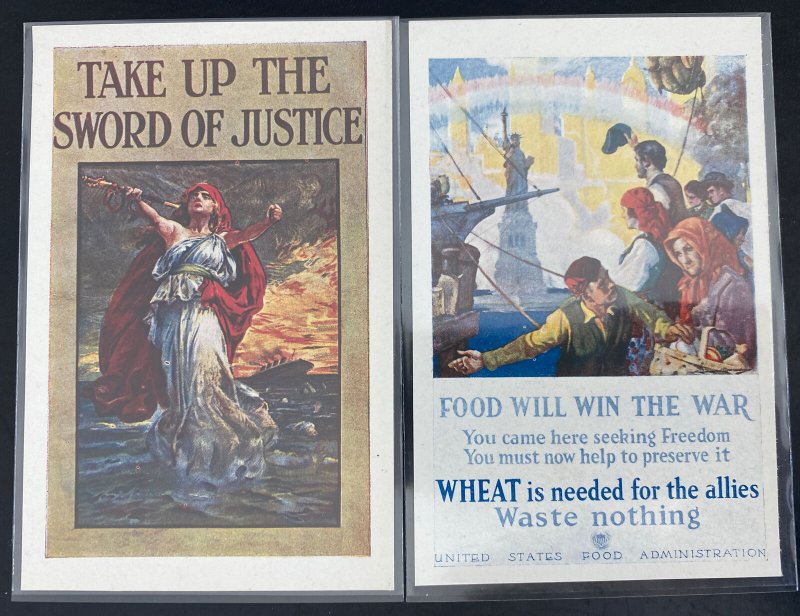 10 WWI Great War Artistic Posters Postcards Complete Set Collection Patriotic