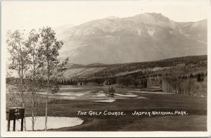 Golf Course Jasper National Park AB Alberta #7 Hole FH Slark RPPC Postcard G40