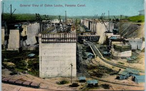 1910s General View of Gatun Locks Panama Canal Construction Postcard