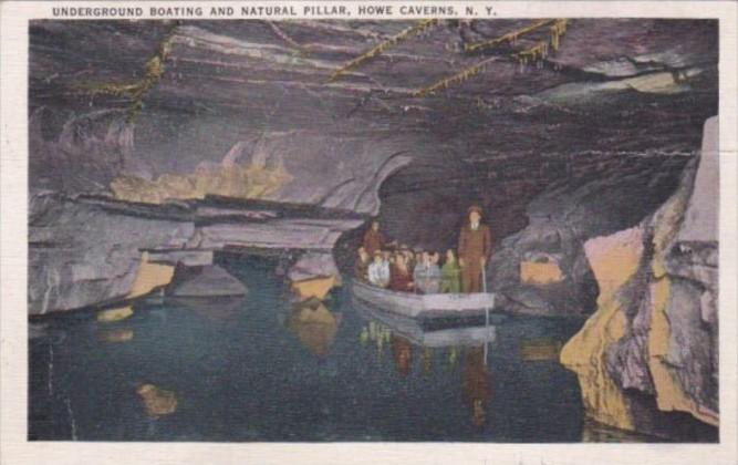 New York Cobleskill Howe Caverns Underground Boating and Natural Pillar 1940