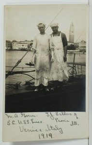 Sailors on USS LUCE Venice 1919 Sellers Family Peoria Illinois RPPC Postcard P5