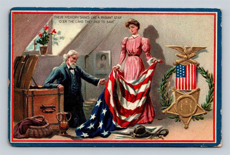 1908 Decoration Day Their Memory Shines O'er The Land Tuck Embossed Postcard