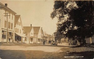 Lincoln ME Business District Storefronts Horse & Wagons Real Photo Postcard