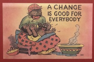 Black Americana, “A change is good for everybody”, Vintage Postcard