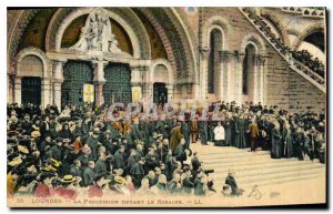 Old Postcard Lourdes Rosary Procession before the