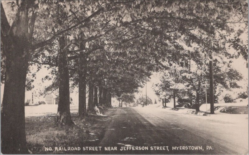 Postcard  No Railroad Street Near Jefferson Street Myerstown PA