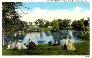 Amherst, Massachusetts - On shore awaiting the rope pull - c1920