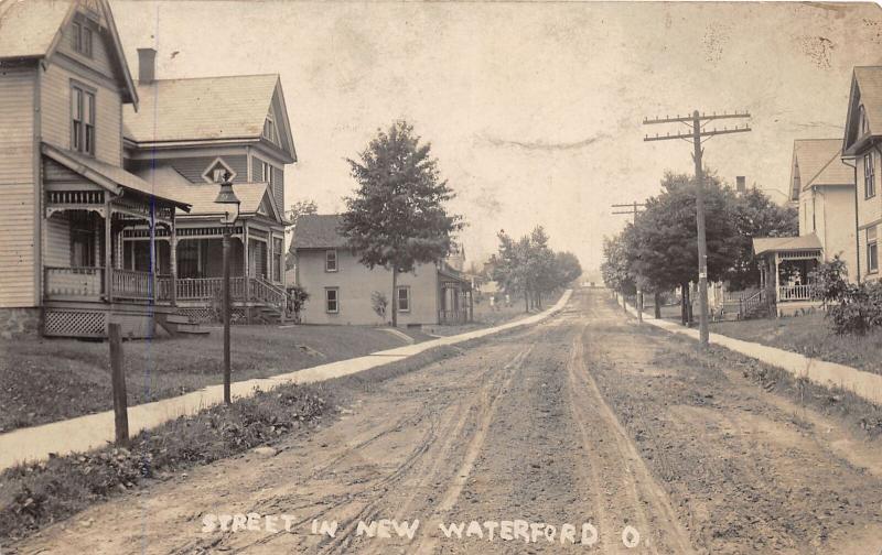 E91/ New Waterford Ohio RPPC Postcard Columbiana 1914 Street View Homes