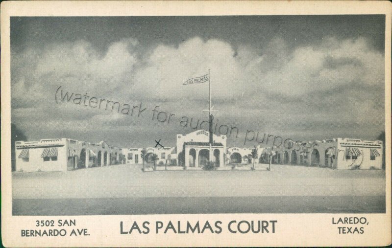 Laredo, TX - Las Palmas Court Hotel - Vintage Webb County, Texas Postcard 