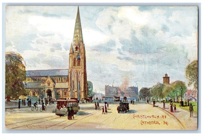 Christchurch New Zealand Postcard Cathedral Square c1910 Oilette Tuck Art