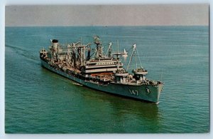 Norfolk Virginia VA Postcard USS Truckee AO 147 US Navy Ship c1950's Vintage