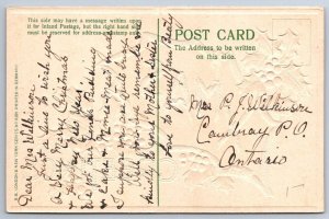 Xmas Greetings, Holly, Antique Embossed BB London Christmas Postcard