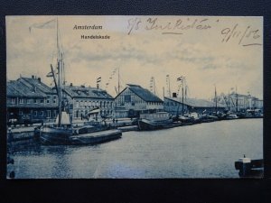 Shipping Amsterdam HANDELSKADE c1906 Postcard by J.V.A.