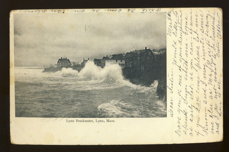 Lynn, Massachusetts/MA Postcard, Lynn Breakwater, 1906!