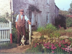 One Man and His Dog West Country Image Large Vintage PC Farmer with Collie Dog