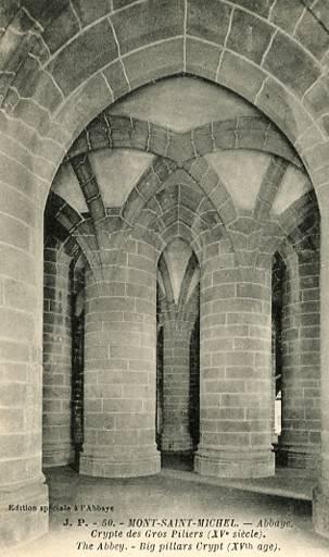 France - Mont Saint Michel, The Abbey, Big Pillars Crypt