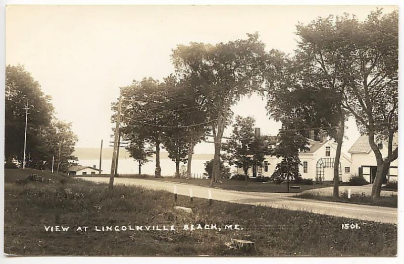 Lincolnville Beach ME Street View Eastern Illustrating RPPC Real Photo Postcard