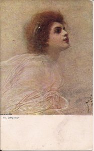 Beautiful Polish Woman, Artist Signed Zmurko, Art Nouveau Fashion, 1911 Poland