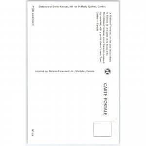 Postcard Chateau Frontenac Quebec Canada Famous Landmark