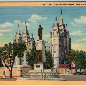 1940 Salt Lake City, UT Pioneer Monument LDS Church Temple Brigham Young PC A252