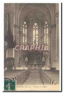 Beauval Old Postcard Interior of & # 39eglise