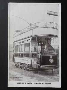 Derby Corporation DERBYS NEW ELECTRIC TRAM No.3 c1904 Postcard by Mid Sc Co.