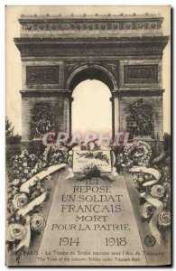 Old Postcard Paris Tomb of the Unknown Soldier Under The Arch of Triumph Army