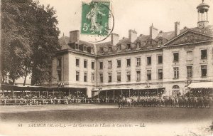 Lot of two (2) old vintage French photo postcards with views and  horses