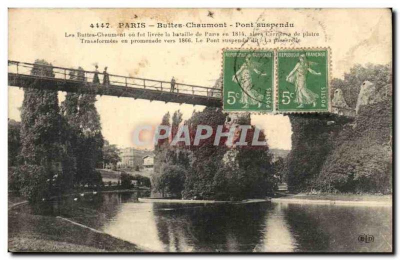 Paris - 19 - Buttes Chaumont - Suspension Bridge - Old Postcard